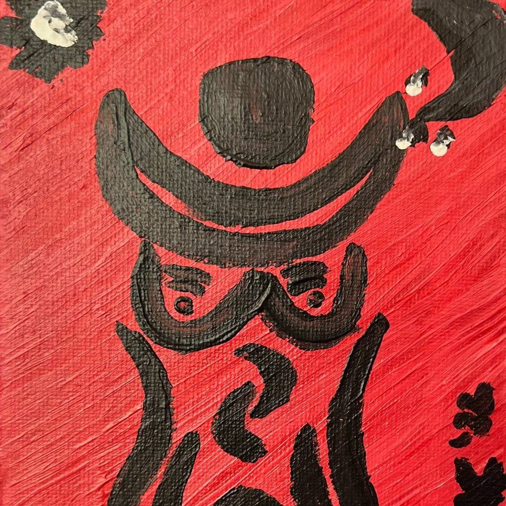 Original 5x7 Canvas Painting - Red Moon Goddess